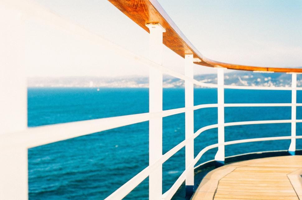 Open deck of a cruise ship overlooking the ocean