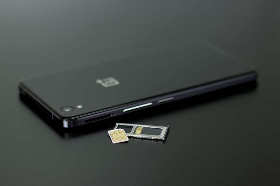 Smartphone and SIM card during mobile data setup